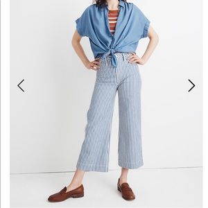 Wide Leg Railroad Stripe Pants